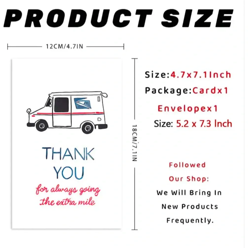 Card, Mailman/Mail Person/Mail Lady THANK YOU Card with Envelope, NEW